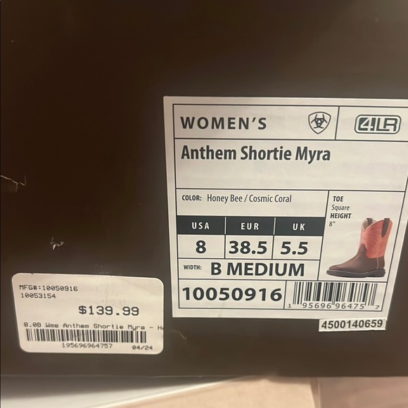 Ariat Women's Heeled Boots - Coral & Brown Cowgirl Boots - Picture 2 of 9